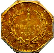 USA 1 Dollar Indian (Octagonal) 1876 KM# 14.3 CALIFORNIA GOLD 1 DOLLAR coin reverse