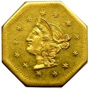 USA 1 Dollar Liberty Octagonal 1870 KM# 13.4 - coin obverse