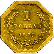USA 1 Dollar Liberty Octagonal 1870 KM# 13.4 1 DOLLAR 1870 coin reverse
