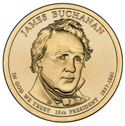 USA $1 James Buchanan 2010 P KM# 477 JAMES BUCHANAN IN GOD WE TRUST 15TH PRESIDENT 1857-1861 coin obverse USA $1 James Buchanan 2010 P KM# 477 JAMES BUCHANAN IN GOD WE TRUST 15TH PRESIDENT 1857-1861 coin obverse