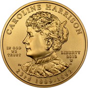 USA $10 Caroline Harrison 2012 W Proof KM# 534 CAROLINE HARRISON LIBERTY 23rd 1889 - 1892 IN GOD WE TRUST coin obverse USA $10 Caroline Harrison 2012 W Proof KM# 534 CAROLINE HARRISON LIBERTY 23rd 1889 - 1892 IN GOD WE TRUST coin obverse