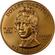 USA $10 Dolley Madison 2007 W KM# 410 DOLLEY MADISON LIBERTY 2007 W 4th 1809 - 1817 IN GOD WE TRUST coin obverse USA $10 Dolley Madison 2007 W KM# 410 DOLLEY MADISON LIBERTY 2007 W 4th 1809 - 1817 IN GOD WE TRUST coin obverse