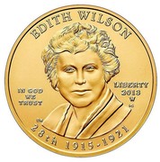 USA $10 Edith Wilson 2013 W KM# 565 EDITH WILSON LIBERTY 28th 1915-1921 IN GOD WE TRUST coin obverse USA $10 Edith Wilson 2013 W KM# 565 EDITH WILSON LIBERTY 28th 1915-1921 IN GOD WE TRUST coin obverse