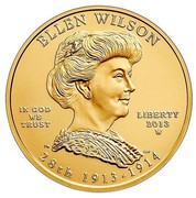 USA $10 Ellen Wilson 2013 W KM# 564 ELLEN WILSON LIBERTY 28th 1913 - 1914 IN GOD WE TRUST coin obverse USA $10 Ellen Wilson 2013 W KM# 564 ELLEN WILSON LIBERTY 28th 1913 - 1914 IN GOD WE TRUST coin obverse