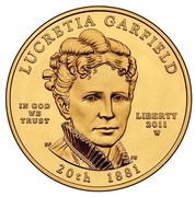 USA $10 Lucretia Garfield 2011 W KM# 512 LUCRETIA GARFIELD LIBERTY 20TH 1881 IN GOD WE TRUST coin obverse USA $10 Lucretia Garfield 2011 W KM# 512 LUCRETIA GARFIELD LIBERTY 20TH 1881 IN GOD WE TRUST coin obverse
