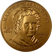 USA $10 Martha Washington 2007 W KM# 407 MARTHA WASHINGTON LIBERTY 2007 W 1ST 1789 - 1797 IN GOD WE TRUST coin obverse