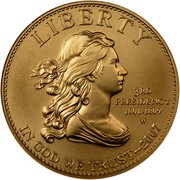 USA $10 Thomas Jefferson's Liberty 2007 W KM# 409 LIBERTY 3RD PRESIDENCY 1801-1809 W IN GOD WE TRUST coin obverse