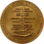 USA $10 Thomas Jefferson's Liberty 2007 W KM# 409 ∙ UNITED STATES OF AMERICA ∙ E PLURIBUS UNUM ∙ $10 ∙ 1/2 OZ. .9999 FINE GOLD HERE WAS BURIED THOMAS JEFFERSON AUTHOR OF THE DECLARATION OF AMERICAN INDEPENDENCE OF THE STATUE OF VIRGINIA FOR RELIGIOUS FREEDOM AND FATHER OF THE UNIVERSITY OF VIRGINIA BORN APRIL 2,1748, O.S. DIED JULY 4,1826 coin reverse