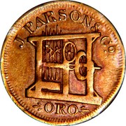 USA 2 ½ D. (1861) KM# 74 John Parsons J. PARSON & Co ORO coin obverse USA 2 ½ D. (1861) KM# 74 John Parsons J. PARSON & Co ORO coin obverse