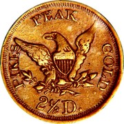 USA 2 ½ D. (1861) KM# 74 John Parsons PIKES PEAK GOLD 2 ½ D. coin reverse USA 2 ½ D. (1861) KM# 74 John Parsons PIKES PEAK GOLD 2 ½ D. coin reverse