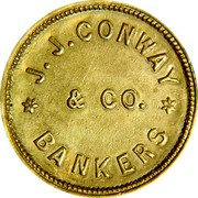 USA 2 ½ Doll's (1861) KM# 71 J. J. Conway * J.J. CONWAY * & CO. BANKERS coin obverse USA 2 ½ Doll's (1861) KM# 71 J. J. Conway * J.J. CONWAY * & CO. BANKERS coin obverse