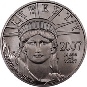 USA $25 American Eagle 2007 W Frosted Freedom, Rare KM# 415 LIBERTY 2007 IN GOD WE TRUST E PLURIBUS UNUM coin obverse USA $25 American Eagle 2007 W Frosted Freedom, Rare KM# 415 LIBERTY 2007 IN GOD WE TRUST E PLURIBUS UNUM coin obverse