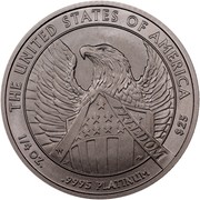 USA $25 American Eagle 2007 W Frosted Freedom, Rare KM# 415 THE UNITED STATES OF AMERICA FREEDOM 1/4 OZ. .9995 PLATINUM $25 coin reverse USA $25 American Eagle 2007 W Frosted Freedom, Rare KM# 415 THE UNITED STATES OF AMERICA FREEDOM 1/4 OZ. .9995 PLATINUM $25 coin reverse