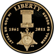 USA $5 Medal of Honor 2011 W KM# 505 UNITED STATES OF AMERICA $5 W E PLURIBUS UNUM coin reverse USA $5 Medal of Honor 2011 W KM# 505 UNITED STATES OF AMERICA $5 W E PLURIBUS UNUM coin reverse
