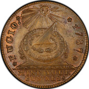 USA Cent 1787 KM# EA34 Fugio Cents FUGIO. MIND YOUR BUSINESS coin obverse USA Cent 1787 KM# EA34 Fugio Cents FUGIO. MIND YOUR BUSINESS coin obverse