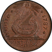 USA Cent 1787 KM# EA31.1 Fugio Cents FUGIO. * MIND ∙ YOUR ∙ BUSINESS coin obverse USA Cent 1787 KM# EA31.1 Fugio Cents FUGIO. * MIND ∙ YOUR ∙ BUSINESS coin obverse