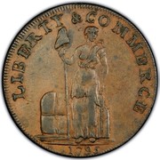 USA Cent 1795 Lettered edge KM# Tn72.5 Talbot, Allum and Lee Tokens LIBERTY & COMMERCE coin obverse USA Cent 1795 Lettered edge KM# Tn72.5 Talbot, Allum and Lee Tokens LIBERTY & COMMERCE coin obverse