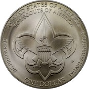 USA Dollar Boy Scouts of America - 100th Anniversary 2010 P KM# 480 ∙ CONTINUING THE JOURNEY ∙ IN GOD WE TRUST ∙ LIBERTY 1910 2010 coin obverse USA Dollar Boy Scouts of America - 100th Anniversary 2010 P KM# 480 ∙ CONTINUING THE JOURNEY ∙ IN GOD WE TRUST ∙ LIBERTY 1910 2010 coin obverse