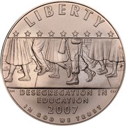 USA Dollar Central High school Desegregation 2007 P KM# 418 LIBERTY RM CLV DESEGRATION IN EDUCATION 2007 IN GOD WE TRUST coin obverse USA Dollar Central High school Desegregation 2007 P KM# 418 LIBERTY RM CLV DESEGRATION IN EDUCATION 2007 IN GOD WE TRUST coin obverse