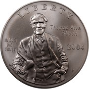 USA Dollar Thomas Edison - Electric light 125th anniversary 2004 P KM# 362 LIBERTY IN GOD WE TRUST THOMAS ALVA EDISON 2004 coin obverse USA Dollar Thomas Edison - Electric light 125th anniversary 2004 P KM# 362 LIBERTY IN GOD WE TRUST THOMAS ALVA EDISON 2004 coin obverse