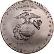 USA Dollar U.S. Marine Corps 230th Anniversary 2005 P KM# 376 UNITED STATES OF AMERICA ONE DOLLAR E PLURIBUS UNUM CLV SEMPER FIDELIS P coin reverse USA Dollar U.S. Marine Corps 230th Anniversary 2005 P KM# 376 UNITED STATES OF AMERICA ONE DOLLAR E PLURIBUS UNUM CLV SEMPER FIDELIS P coin reverse