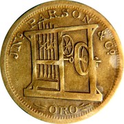 USA Five D. (1861) KM# 75 John Parsons JNo. PARSON & Co. ORO coin obverse USA Five D. (1861) KM# 75 John Parsons JNo. PARSON & Co. ORO coin obverse