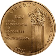 USA Five Dollars Capitol Visitor Center 2001 W KM# 326 LIBERTY 1800 FIRST CONVENING OF CONGRESS IN WASHINGTON IN GOD WE TRUST coin obverse USA Five Dollars Capitol Visitor Center 2001 W KM# 326 LIBERTY 1800 FIRST CONVENING OF CONGRESS IN WASHINGTON IN GOD WE TRUST coin obverse