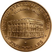 USA Five Dollars Capitol Visitor Center 2001 W KM# 326 UNITED STATES OF AMERICA ∙ FIVE DOLLARS ∙ E PLURIBUS UNUM coin reverse USA Five Dollars Capitol Visitor Center 2001 W KM# 326 UNITED STATES OF AMERICA ∙ FIVE DOLLARS ∙ E PLURIBUS UNUM coin reverse