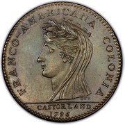 USA Half Dollar 1796 KM# Tn87.2 Castorland FRANCO - AMERICANA COLONIA CASTORLAND coin obverse USA Half Dollar 1796 KM# Tn87.2 Castorland FRANCO - AMERICANA COLONIA CASTORLAND coin obverse