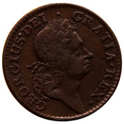 USA Halfpenny 1724 KM# 27 Hibernia GEORGIUS ∙ DEI ∙ GRATIA ∙ REX ∙ coin obverse USA Halfpenny 1724 KM# 27 Hibernia GEORGIUS ∙ DEI ∙ GRATIA ∙ REX ∙ coin obverse