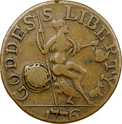 USA Halfpenny 1776 KM# 17 Massachusetts Coppers (official) GODDESS LIBERTY coin reverse USA Halfpenny 1776 KM# 17 Massachusetts Coppers (official) GODDESS LIBERTY coin reverse