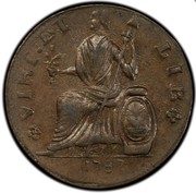 USA Nova Eborac 1787 Large Head KM# 10 Nova Eboracs VIRT. ET. LIB. coin reverse USA Nova Eborac 1787 Large Head KM# 10 Nova Eboracs VIRT. ET. LIB. coin reverse