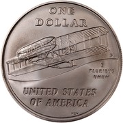 USA One Dollar First Flight Centennial 2003 P KM# 349 ONE DOLLAR P E PLURIBUS UNUM UNITED STATES OF AMERICA NEN coin reverse USA One Dollar First Flight Centennial 2003 P KM# 349 ONE DOLLAR P E PLURIBUS UNUM UNITED STATES OF AMERICA NEN coin reverse