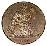 USA One Dollar Gobrecht 1836 Restrike KM# 59a.2 LIBERTY coin obverse