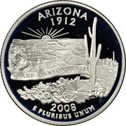 USA Quarter Dollar Arizona 2008 S KM# 423a ARIZONA 1912 E PLURIBUS UNUM GRAND CANYON STATE coin reverse USA Quarter Dollar Arizona 2008 S KM# 423a ARIZONA 1912 E PLURIBUS UNUM GRAND CANYON STATE coin reverse