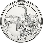 USA Quarter Dollar Everglades National Park - FL 2014 D KM# 584 EVERGLADES FLORIDA E PLURIBUS UNUM 2014 coin reverse