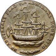 USA 1 Penny Rhode Island Ship Token 1779 KM# Tn28a DE ADMIRALS FLAG VAN ADMIRAL HOVE 1779 coin obverse USA 1 Penny Rhode Island Ship Token 1779 KM# Tn28a DE ADMIRALS FLAG VAN ADMIRAL HOVE 1779 coin obverse