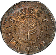 USA Shilling Pine Tree 1652 KM# 17 MASATHVSETS IN coin obverse USA Shilling Pine Tree 1652 KM# 17 MASATHVSETS IN coin obverse