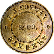 USA Ten Dollars 1861 KM# 73 J. J. Conway * J.J. CONWAY * & CO. BANKERS coin reverse USA Ten Dollars 1861 KM# 73 J. J. Conway * J.J. CONWAY * & CO. BANKERS coin reverse