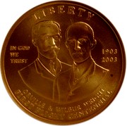 USA Ten dollars Commem First Flight Centennial 2003 P KM# 350 LIBERTY IN GOD WE TRUST 1903 2003 ORVILLE & WILBUR WRIGHT FIRST FLIGHT CENTENNIAL ORVILLE & WILBUR WRIGHT coin obverse USA Ten dollars Commem First Flight Centennial 2003 P KM# 350 LIBERTY IN GOD WE TRUST 1903 2003 ORVILLE & WILBUR WRIGHT FIRST FLIGHT CENTENNIAL ORVILLE & WILBUR WRIGHT coin obverse