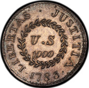 USA U.S 1000 1783 KM# EA16 Nova Constellatio ∙ LIBERTAS ∙ JUSTITIA ∙ U.S 1000 coin reverse USA U.S 1000 1783 KM# EA16 Nova Constellatio ∙ LIBERTAS ∙ JUSTITIA ∙ U.S 1000 coin reverse