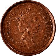 Canada 1 Cent Elizabeth II 3rd portrait 1952-2002 P KM# 445 ELIZABETH II D∙G∙REGINA 1952 2002 coin obverse Canada 1 Cent Elizabeth II 3rd portrait 1952-2002 P KM# 445 ELIZABETH II D∙G∙REGINA 1952 2002 coin obverse