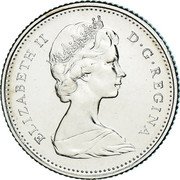 Canada 10 Cents Bluenose 1972 KM# 77.1 ELIZABETH II D ∙ G ∙ REGINA coin obverse Canada 10 Cents Bluenose 1972 KM# 77.1 ELIZABETH II D ∙ G ∙ REGINA coin obverse