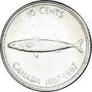 Canada 10 Cents Confederation (1967) KM# 67 10 CENTS CANADA 1867-1967 coin reverse Canada 10 Cents Confederation (1967) KM# 67 10 CENTS CANADA 1867-1967 coin reverse