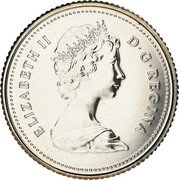 Canada 10 Cents Elizabeth II 2nd portrait 1980 Prooflike KM# 77.2 ELIZABETH II D G REGINA coin obverse Canada 10 Cents Elizabeth II 2nd portrait 1980 Prooflike KM# 77.2 ELIZABETH II D G REGINA coin obverse