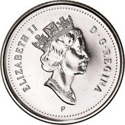 Canada 10 Cents Elizabeth II 3rd portrait 2001 P KM# 183b ELIZABETH II D∙G∙REGINA P coin obverse Canada 10 Cents Elizabeth II 3rd portrait 2001 P KM# 183b ELIZABETH II D∙G∙REGINA P coin obverse
