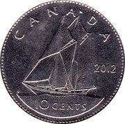Canada 10 Cents Elizabeth II 4th portrait 2012 Maple leaf Proof KM# 492 CANADA 10 CENTS coin reverse Canada 10 Cents Elizabeth II 4th portrait 2012 Maple leaf Proof KM# 492 CANADA 10 CENTS coin reverse