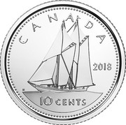 Canada 10 Cents Elizabeth II 4th portrait 2018 KM# 492 CANADA 10 CENTS coin reverse Canada 10 Cents Elizabeth II 4th portrait 2018 KM# 492 CANADA 10 CENTS coin reverse