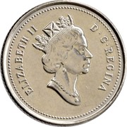 Canada 10 Cents Elizabeth II Confederation (1992) Proof KM# 206 ELIZABETH II D∙G∙REGINA coin obverse Canada 10 Cents Elizabeth II Confederation (1992) Proof KM# 206 ELIZABETH II D∙G∙REGINA coin obverse