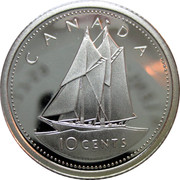 Canada 10 Cents Elizabeth II Golden Jubilee 2002 Proof KM# 447a CANADA 10 CENTS coin reverse Canada 10 Cents Elizabeth II Golden Jubilee 2002 Proof KM# 447a CANADA 10 CENTS coin reverse